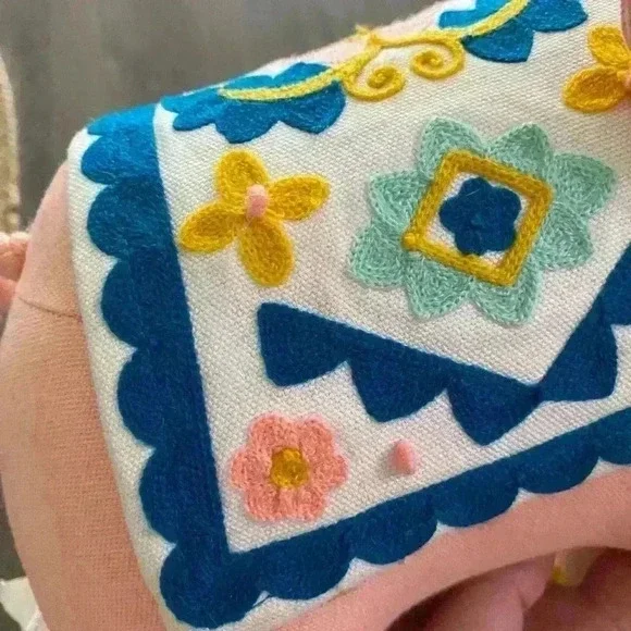 Pink Elephant Decorative Pillow embroidered​ - Picture 5 of 6